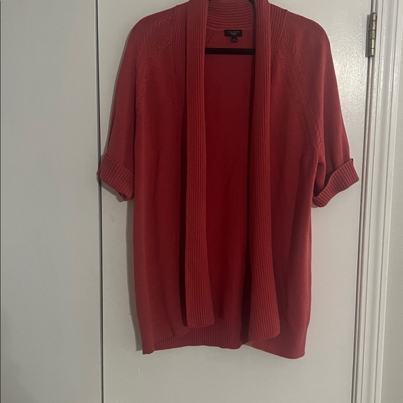 Talbots Salmon/coral open front short sleeve size X sweater Excellent condition - Picture 2 of 6